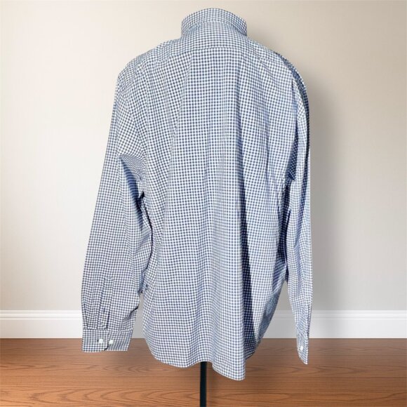 Nautica XXL Blue Gingham Stretch Shirt Classic Button Down Preppy Coastal Office - Picture 4 of 6
